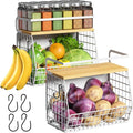 Magnetic Shelf for Fridge with Wood Lid, Fruit Potato and Onion Storage Bins, Pantry Organizers & Storage, Large Container Magnetic Spice Rack for Refrigerator, Kitchen Counter (White, 2) by Ofiray-home