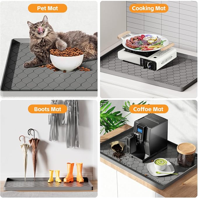 Winisok Waterproof Under Sink Mat 40" x 19", Silicone Mat, Dark Gray | Raised Edge Traps Spills & Leaks, Shelf Liner, Cabinet Protector, for Kitchen, Bathroom, Boots, Pets, Home Essentials - Image 6
