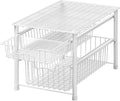 Simple Houseware Stackable Sliding Basket Organizer Drawer, White, 2-Tier by SimpleHouseware