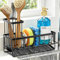 Sponge Holder for Kitchen Sink, Kitchen Sink Caddy, Kitchen Sink Sponge Holder, Dish Sponge Holder, Kitchen Sink Organizer for Sponge, Dish Brush, Scrubber(9.65" x 3.74" x 6.3", Black) by OERPHO