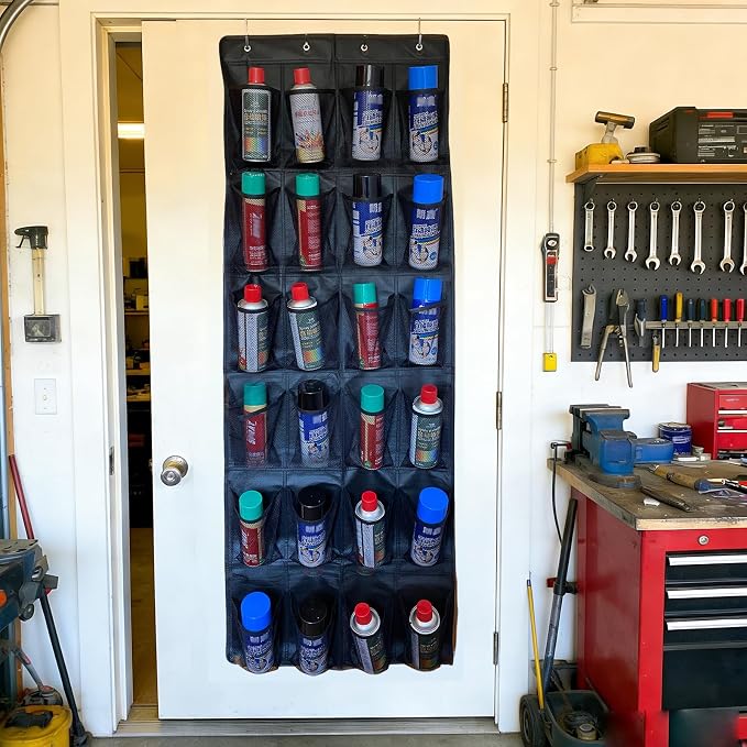 Spray Paint Can Holder Storage Rack,Wall Mounted Metal Paint Bottle Organizer,24 Can aerosol can holder,for Garage and Craft Workroom Bottle Organizer, Wall Mount Aerosol Holder - Image 3