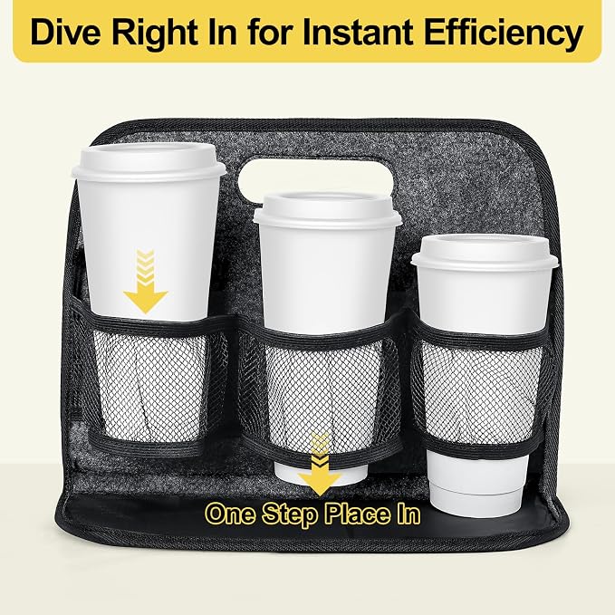 Enlarged 6 Cups Drink Caddy, Drink Carrier with Handle, Water Bottle Caddy | Reusable drink carrier, Assembly-Free Drink Caddy Portable Drink Carrier, Cup Holder Bag Drink Holder for Car, Delivery - Image 2