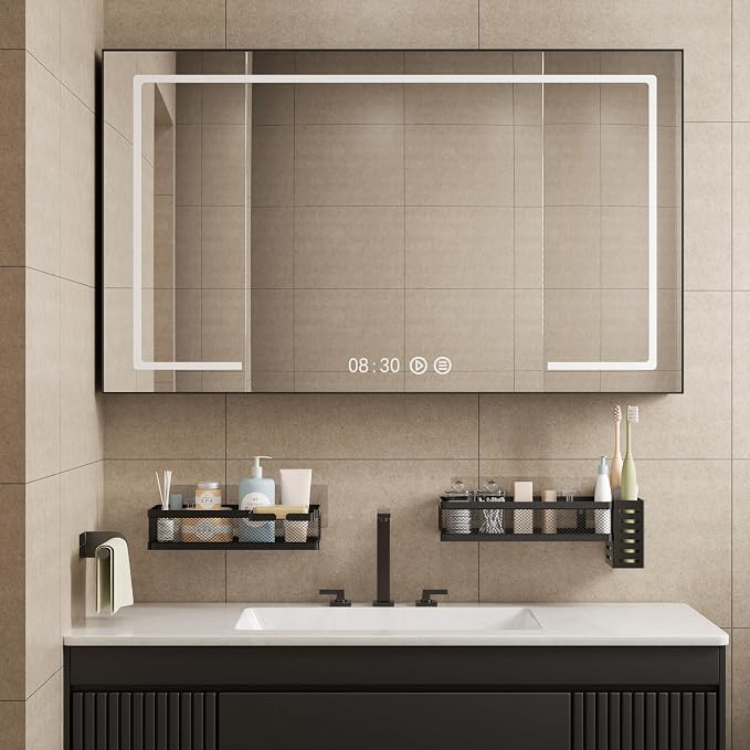 PUSDON 5-in-1 Wide Wall Mount Wrapped Mesh Kitchen Organizer & Shower Caddy Kit, with Paper Towel Holder, Utensil Holder, Soap Dish, Heavy Duty 50LBS - Matte Black, Netting - Image 5