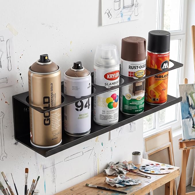 4 Pcs Aerosol Spray Can Holder Rack Organizer for Garage and Shop | Multipurpose Spray Bottle Holder Wall-Mounted, Holds 20 Cans, Steel, Black Powder-Coated, No Assembly Required - Image 7