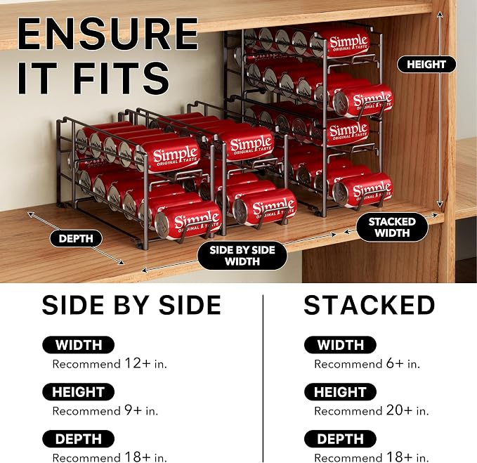 Simple Houseware 2-Pack Stackable Beverage Soda Can Dispenser Rack, Bronze | Metal Soda Can Soft Drink Organizer - Image 3