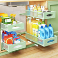 2 Pack Under Sink Organizer, 2 Tier Pull out Cabinet Organizer Mesh Baskets with 5 Adjustable Heights, Sliding Drawers Storage Shelf for Home, Kitchen, Bathroom, Pantry, Office, Countertop ,Green by Kitstorack