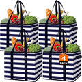 Reusable Grocery Bags 4 Pack, Foldable & Water Resistant Shopping Bags | Large Grocery Tote Bag Water Resistant Shopping Bags Foldable Grocery Bag for Clothes,Shoes and Picnic by WiseLife