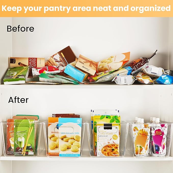 YIHONG 16 Pack Clear Pantry Organizer Bins,Plastic Storage Containers with Handle for Kitchen,Freezer,Cabinet,Closet,Bathroom Under Sink Organization - Image 6