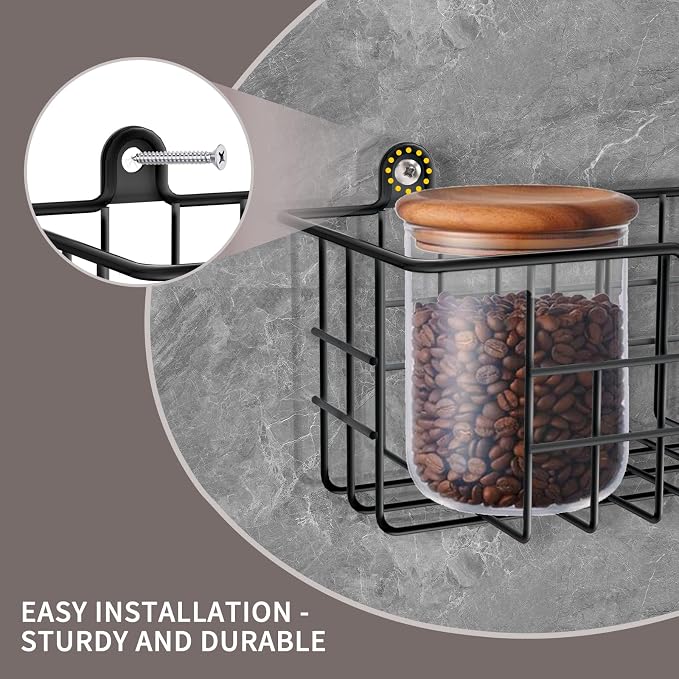 Wall Mounted Spice Rack Organizer, 2 Pack, Black | Metal Spice Shelf, For Cabinet Door & Pantry, Space Saving Seasoning Storage, For Kitchen, Bathroom & RV - Image 4