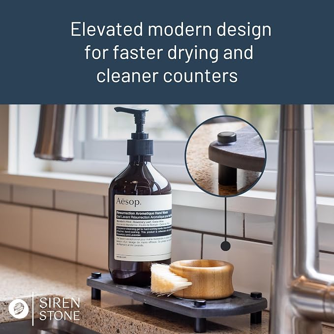 Premium Sink Caddy – Water-Absorbing Diatomaceous Earth Tray for Sink, Elevated Stainless Steel Feet, Non-Toxic, Fast-Drying, Kitchen or Bathroom - Image 8
