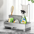 Ewaiira Sponge Holder for Kitchen Sink, Stainless Steel Sink Caddy | with Brush Holder & Dishcloth Rack, Countertop Sink Organizer, Soap Dispenser Kitchen Organizers Storage (F-Gray 9.8″) by EwaiiraHomeStorageOrganizer