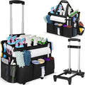 Large Rolling Cleaning Caddy with Detachable Trolley for Housekeeper | Large Capacity Cleaning Supply Organizer Bag with Wheels, Multiple Pockets, Water-resistant by Aleemin