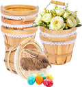 Wooden Baskets 7" x 6", 6 Pack Natural Apple Harvest Baskets | Round Handled Baskets Hold Produce, Flowers, Easter Eggs Or Favors for Farms, Markets, Weddings, Parties and Decor by YPshuye