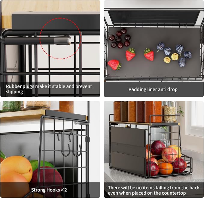 TIDIIABODE Magnetic Shelf for Fridge, Large Container Magnetic Spice Rack for Refrigerator, Fruit Potato and Onion Storage Bins, Magnetic Basket with Wood Lid, Kitchen Counter, Cabinet - Image 4