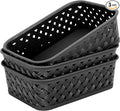 MaxGear 3 Pack Plastic Storage Baskets, Small, Black | Durable Woven Plastic with Built-In Handles, Suitable for Shelves, Closets, Cabinets, Bathrooms and Offices by MaxGear