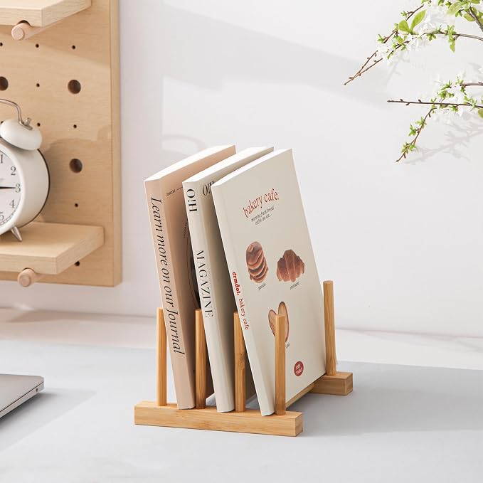 HBlife 2pcs Bamboo Dish Plate Bowl Cup Book Pot Lid Cutting Board Drying Rack Stand Drainer Storage Holder Organizer Kitchen Cabinet（Keep Dry） - Image 5