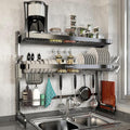 Loyalfire Over Sink Dish Drying Rack, 3 Tier Adjustable Length (20.87'' to 37.6'') Full Stainless Steel Large Storage Kitchen Dish Rack, Expandable Drainer Shelf Rack with Multifunctional Organizers by Loyalfire
