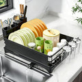 Simple Trending Dish Drying Rack for Kitchen Counter, 11.7" x 16.5", Black | Stainless Steel Dish Rack for Kitchen Counter, Dish Drainer with Cutlery & Cup Holders, Anti-Rust, Counter Space Saving by SimpleTrending