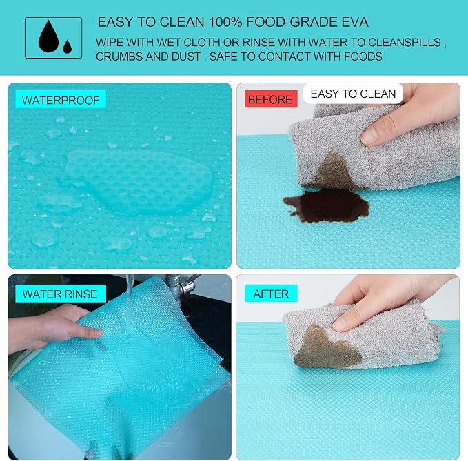 8 Pcs Refrigerator Liners Mats Washable, Refrigerator Mats Liner Waterproof Oilproof, Shinywear Fridge Liners for Shelves, Cover Pads for Freezer Glass Shelf Cupboard Cabinet Drawer (8 Black) - Image 5