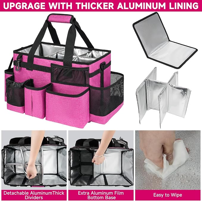 Cleaning Caddy Bag, Large Cleaning Bag for Housekeepers, Rose Pink | Cleaning Caddy Organizer for Cleaning Supplies with Handle and Adjustable Shouder Strap, Easy to Clean & Heavy Duty Design - Image 2
