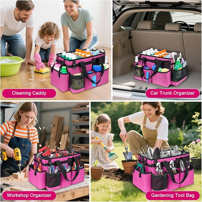 Cleaning Caddy Bag, Large Cleaning Bag for Housekeepers, Rose Pink | Cleaning Caddy Organizer for Cleaning Supplies with Handle and Adjustable Shouder Strap, Easy to Clean & Heavy Duty Design - Image 5
