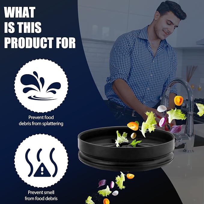 3 3/8" Garbage Disposal Splash Guard Replacement for InSinkErator Evolution | QCB-AM rubber Drain Insert, Sink Baffle, Garbage Disposer Accessories, Upgraded Removable Quiet Collar Drain Plugs, Black - Image 3