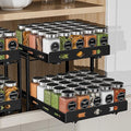 BOIVSHI Pull Out Spice Rack for Cabinet, 11.9''Wx10.8''Dx9.2''H | 2 Tier Kitchen Spice Shelf, Vertical Spice Organizer for Pantry, Height Adjustable, Individually Sliding Metal Shelves, Black by BOIVSHI