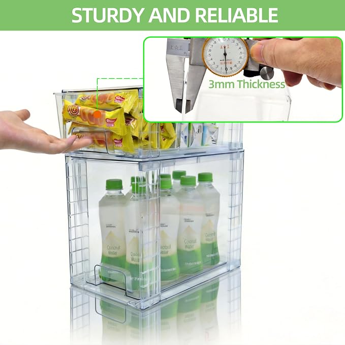 High Clear Stackable Storage Drawers(4 Pack), High-strength Plastic Organizer Bins with Handles for Skincare Bathroom Cabinet Vanity Undersink Kitchen Pantry BPA-Free Storage Containers - Image 5