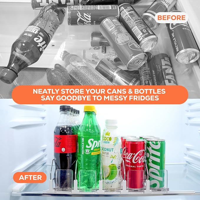 New Design Self Pushing Drink Organizer for Fridge - 5 Rows, Holds 25 Cans | Soda Can Organizer for Refrigerator With Larger Pusher and Stopper Height to Avoid Overtopping of Beverages - Image 5