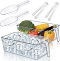 DGB 2 Sets Clear Ice Bucket for Freezer, Ice Storage Bin & Holder | Freezer Ice Bin, Pull-Out Handle, Ice Cube Container, Scoop & Tongs, Home Bar, Fridge Organization,11.8 x 5.91 x 3.54 Inches by Unknown