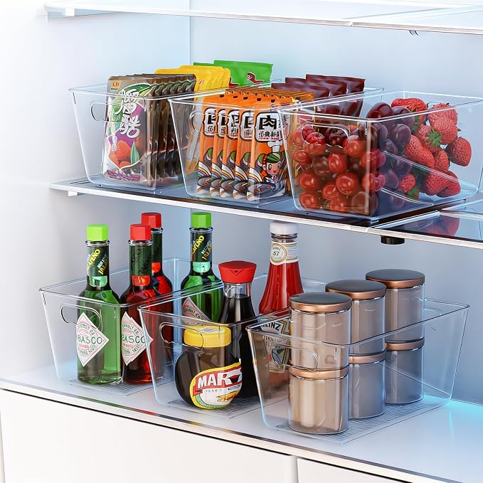 Clear Fridge Organizer Bins with Handles, 6 Pack 9.5×5×4.5 Inch | Clear storage bins with handles, food organizer basket for kitchen, fridge, freezer and bedrooms - Image 5