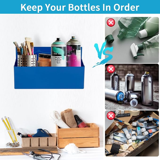 Magnetic Aerosol Spray Can Holder, Magnet Toolbox Bottle Holder, Tool Box Storage Rack for Garage and Home, Craft Workspace, Mechanic Paint Bottle Can Organizer, Blue, 3"x8.3" - Image 5