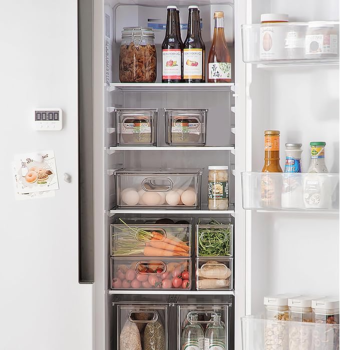 Refrigerator Organizers and Storage, 2 Pack BPA-Free Sturdy Stackable Clear Pull out Drawer Organizer Bins, Fridge Organizers and Storage for Fruit, Produce, Drink, Snack and Food Storage Containers - Image 5
