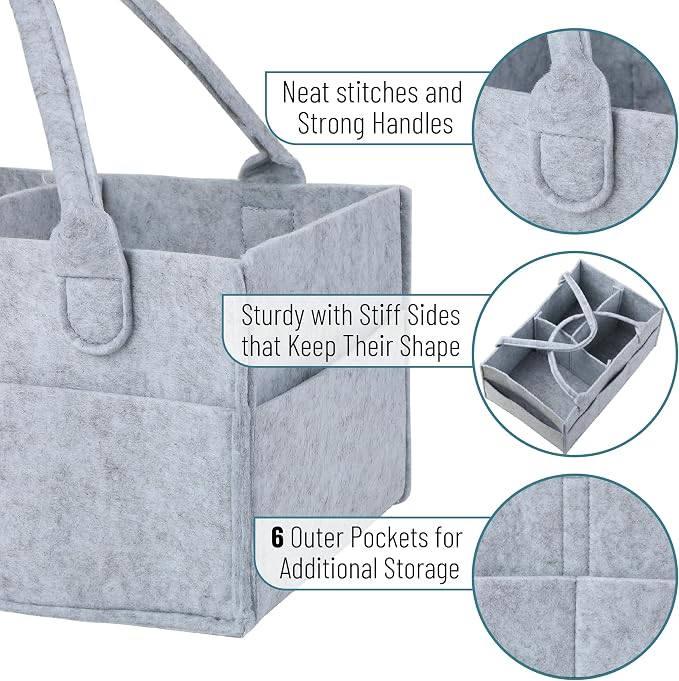 Mr. Pen- Baby Diaper Caddy Organizer, Gray, Large | Nursery Storage Bin and Car Organizer for Diapers and Baby Wipes - Image 3