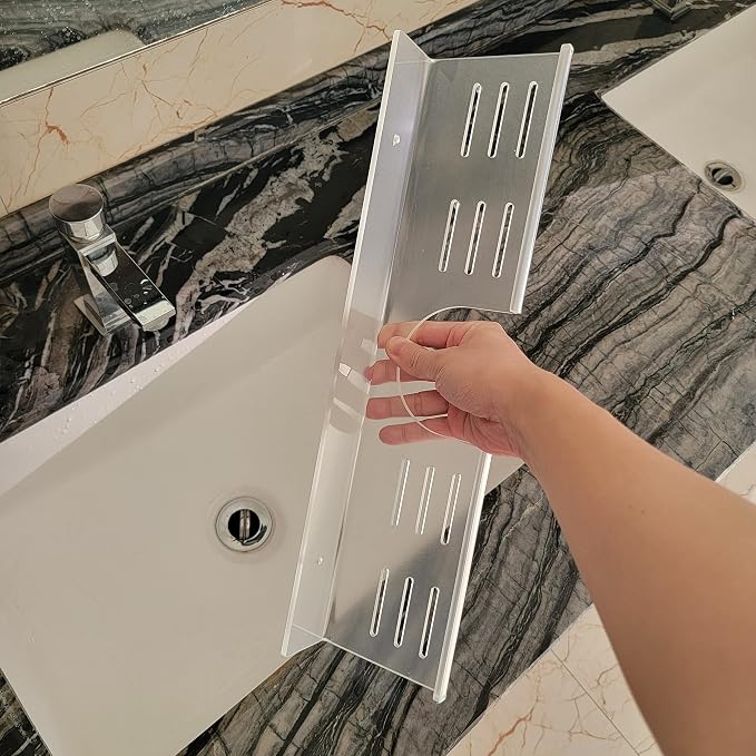 ROYALITA 17 Inch Acrylic Bathroom Shelf Organizer Over The Faucet | Bathroom Sink Rack Over The Sink Shelf, Countertop Organizer Kitchen Above Faucet, Clear - Image 6