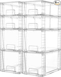 Vtopmart Clear Stackable Storage Drawers, 8 Pack Mixed Organizer Set | Medium and Small Pull-Out PET Drawers with Stackable Design for Flexible Organization, Cabinets, Closets, Pantry by Vtopmart