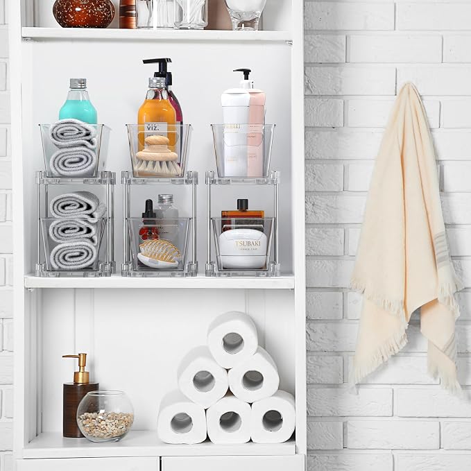 Simple Houseware 2 Tier Narrow Drawer Cabinet Pull-Out Organizer, Clear - Image 3