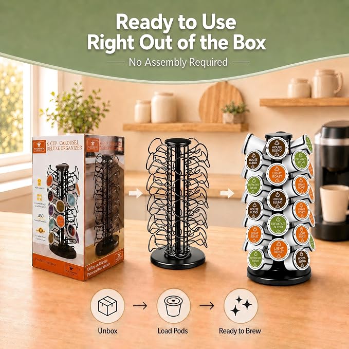 Coffee Pod Holder for 40 Pods, K Cup Holder Organizer with Weighted Base | Heavy-Duty Steel,Smooth & Quiet 360°Rotation,Easy Access,No Assembly Required,Space-Saving for Coffee Stations & Countertops - Image 6