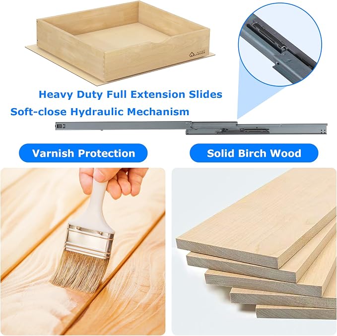 WelFurGeer Soft Close Pull Out Drawers for Kitchen Cabinets, 26" W x 21" D Pull Out Cabinet Organizer, Cabinet Drawers Slide Out, Slide Out Drawers for Kitchen Cabinets, Cabinet Pull Out Shelves - Image 4