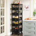 Tribesigns Black Wood Fruit and Vegetable Storage Rack, 5-Tier Narrow Snack Stand Kitchen Stand Fruit Basket, Pull-Out Utility Organizer for Kitchen, Living Room by Unknown