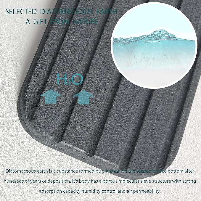 NiuYichee Faucet Mat for Kitchen Sink, Water Absorbing Diatomite Stone Tray | 19.6" x 3.9" Sink Coaster for Bathroom Counter, Stone Drying Mat, Sink Splash Guard, Fast Drying-Prevent Moisture, Dark Gray - Image 4