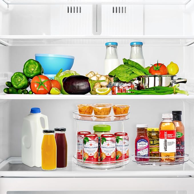 Sorbus 9 Inch Clear Lazy Susan Organizer Set, 2 Flat Turntable Organizer for Spice Organization for Cabinet, One 2 Tier Lazy Susan for Kitchen, Home, Office, Closet, Laundry Room Organization - Image 4
