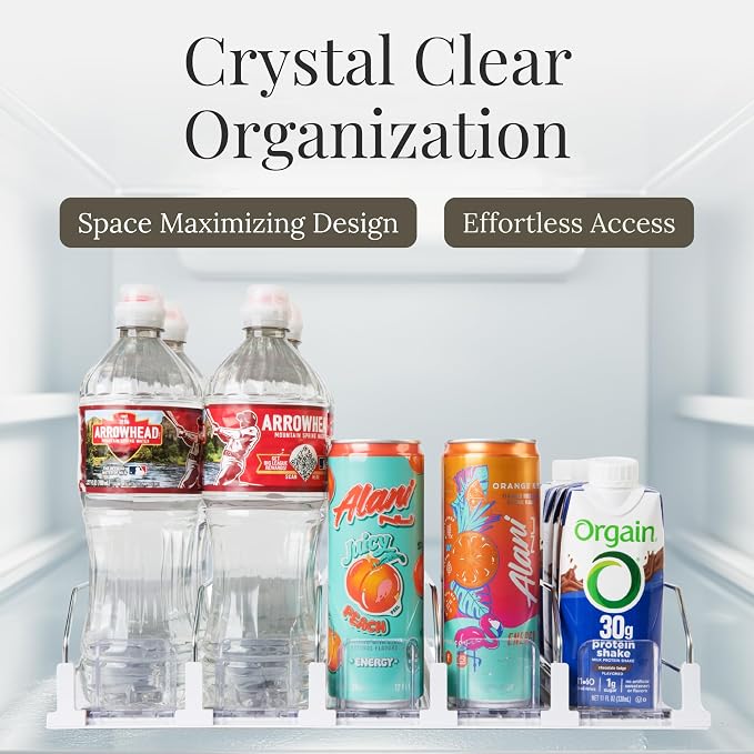 White Spring-Loaded Drink Dispenser for Fridge – Automatic Beverage Pusher Organizer for Cans & Bottles – Self-Facing Refrigerator Can Dispenser, Soda Organizer for Kitchen - Image 4