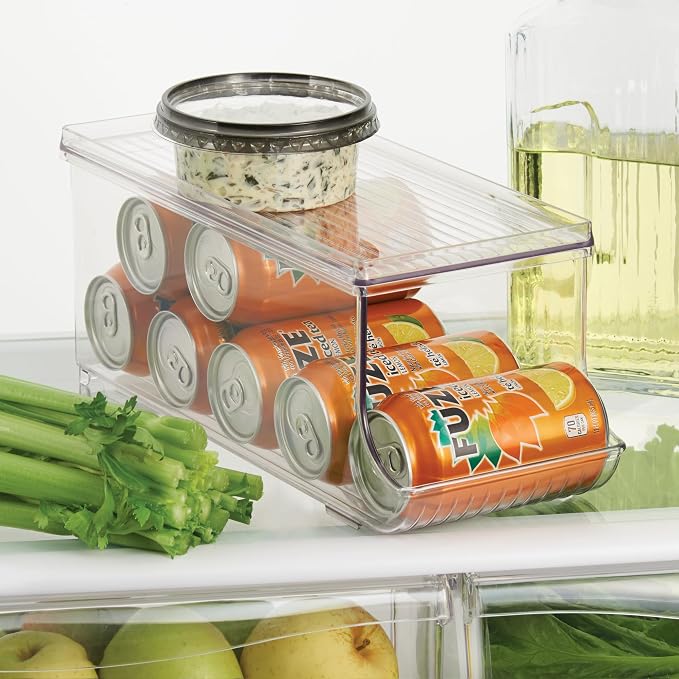 iDesign Soda Can Organizer with Lid, Set of 4, Clear | For Pantry or Refrigerator, Made in USA - Image 3