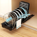 Pots and Pans Organizer Under Cabinet - 22" Deep Expandable | Pot Organizers inside Cabinet with 10 Adjustable Dividers & Handrail, No Drill Pot Lid Holder, Sliding Pot Lid Holder, 1 Pack by Golener