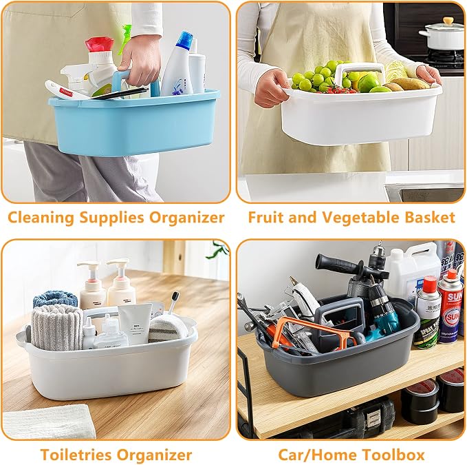 Goderewild Multi-Purpose Cleaning Caddy with Handle, Shower Caddy Organizer/Storage Basket/Totes Portable for Bathroom Supplies, Cleaning Products, Under Sink Tool (Translucent Gray, 1 Pack) - Image 4