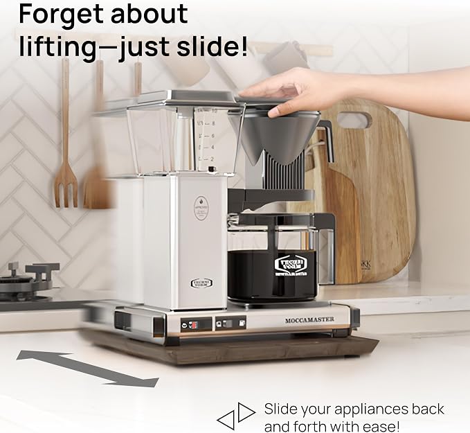 Ibyx Appliance Slider, Sliding Tray for Coffee Maker, 13 x 10.5 in, Brown | For Coffee Maker & Heavy Kitchen Appliances, Easy Slide, Made of Premium Bamboo, Space-Saving Kitchen Organizer 40lb Capacity - Image 2