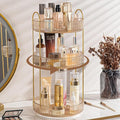 Rotating Makeup Organizer for Vanity, High-Capacity Skincare Clear Make Up Storage Perfume Organizers Cosmetic Dresser Organizer Countertop 360 Spinning (Gold, 3 Tier) by SHUANGQING