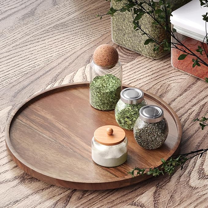 VERTORGAN Lazy Susan Bamboo Organizer for Kitchen,Cabinet(Large) | 360 Rotating Turntable,Spice Rack,Serving Tray,Pantry Vanity Organizer,Countertop Space-Saver - Image 2