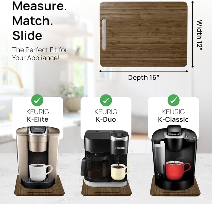 Ibyx Appliance Slider, Sliding Tray for Coffee Maker, 12 x 16 in, Brown | For Coffee Maker & Heavy Kitchen Appliances, Easy Slide, Made of Premium Bamboo, Space-Saving Kitchen Organizer 40lb Capacity - Image 5
